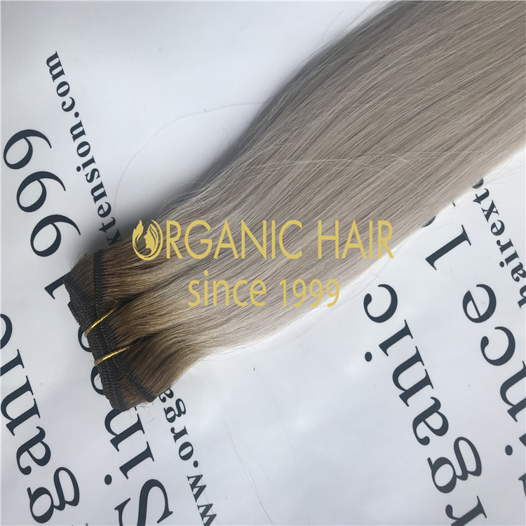 Darker root,  ash color end , machine hair weft  H82